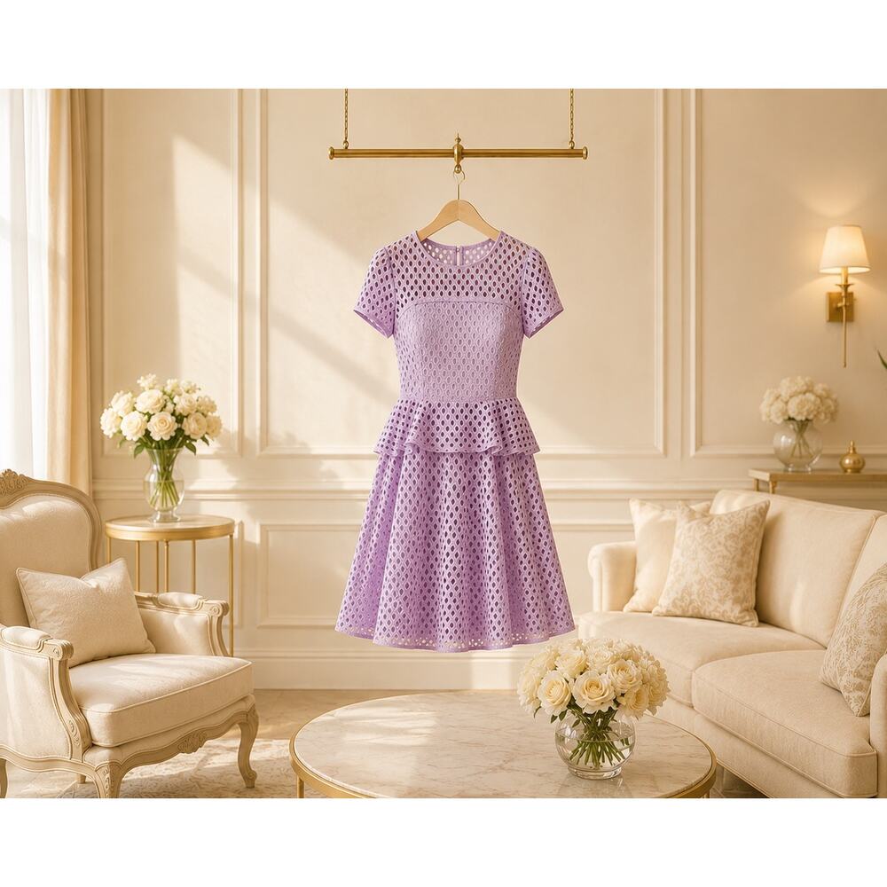 Banana Republic Lavender Eyelet Peplum Dress NWT 4 Feminine Chic Parisian Chic